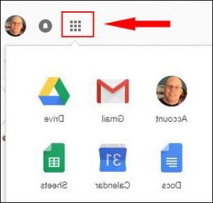 Google Waffle Icon in top right corner