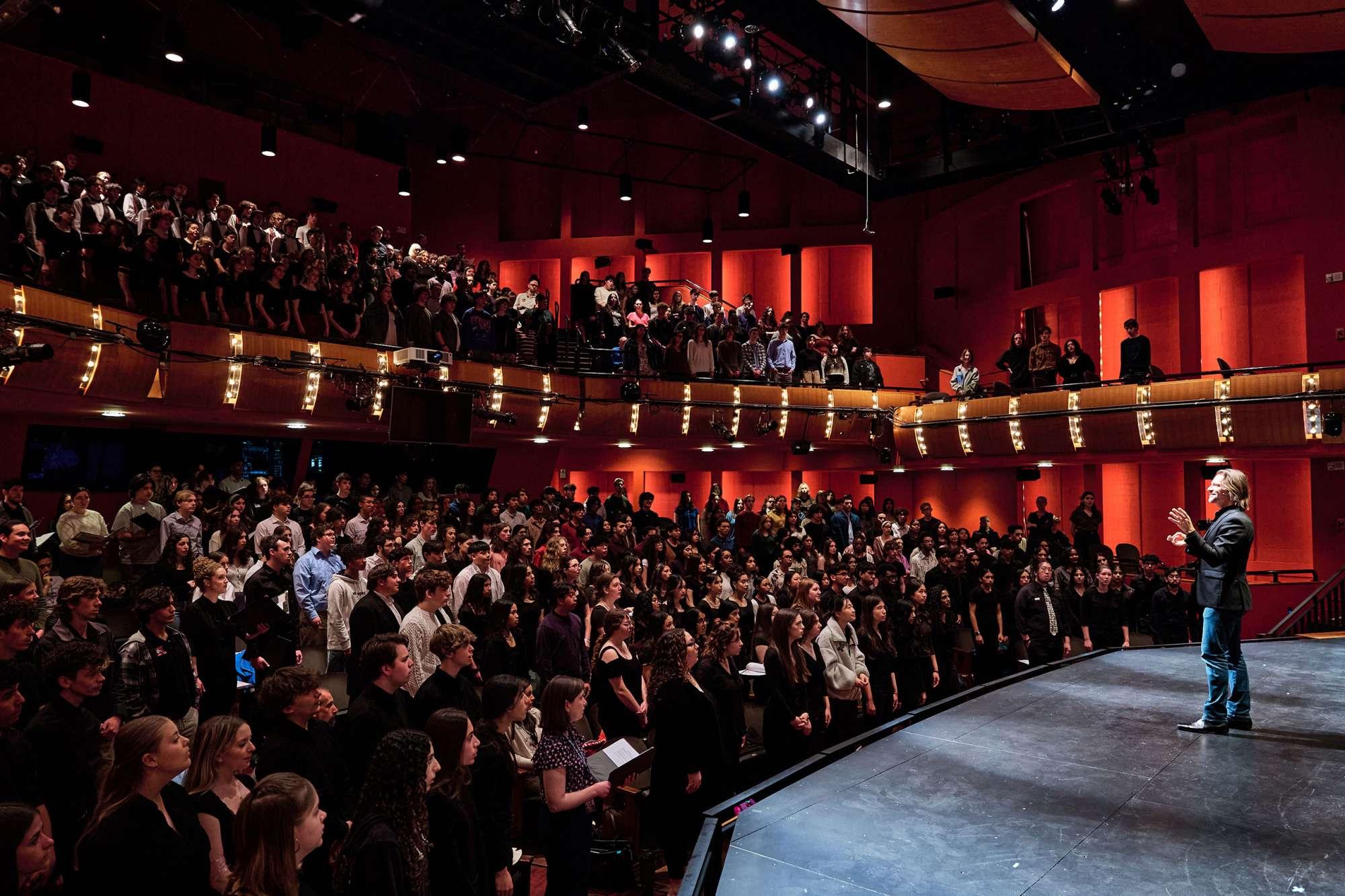 A man addresses an audience