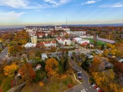 Aerial photograph of Montclair State University in the fall.